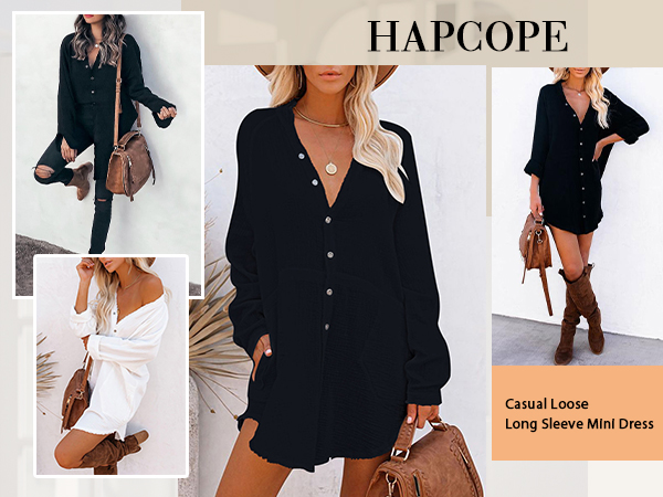 HAPCOPE Women''s Button Down Shirt Dress