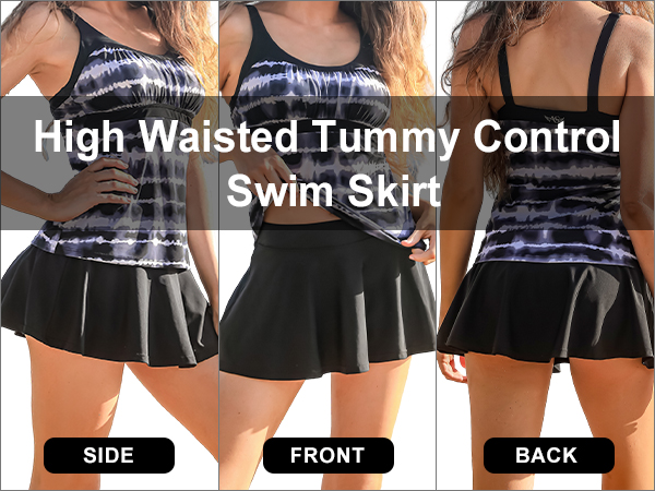 High Waisted Tummy Control Swim Skirt