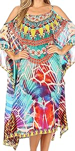 tunic dress cold shoulder digital print midi loose simple nice floral beach summer casual event