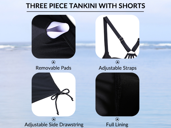 Three Piece Tankini with Shorts