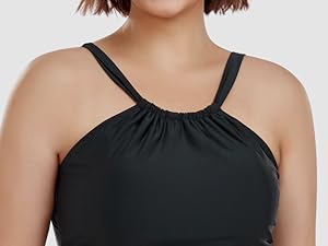 Ruched Tummy Control Bandeau Tankini Top-3-1