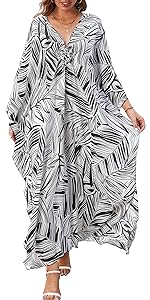 Women Weaving V Neck Kimono Sleeve Oversized Kaftan Dresses Bathing Suit Beach Cover Up Caftan