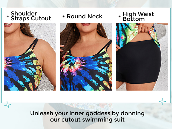 plus size 2 piece tankini swimsuit for women