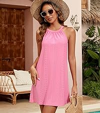 halter spring dresses for women 2024 tank sleeveless dresses womens beach dresses