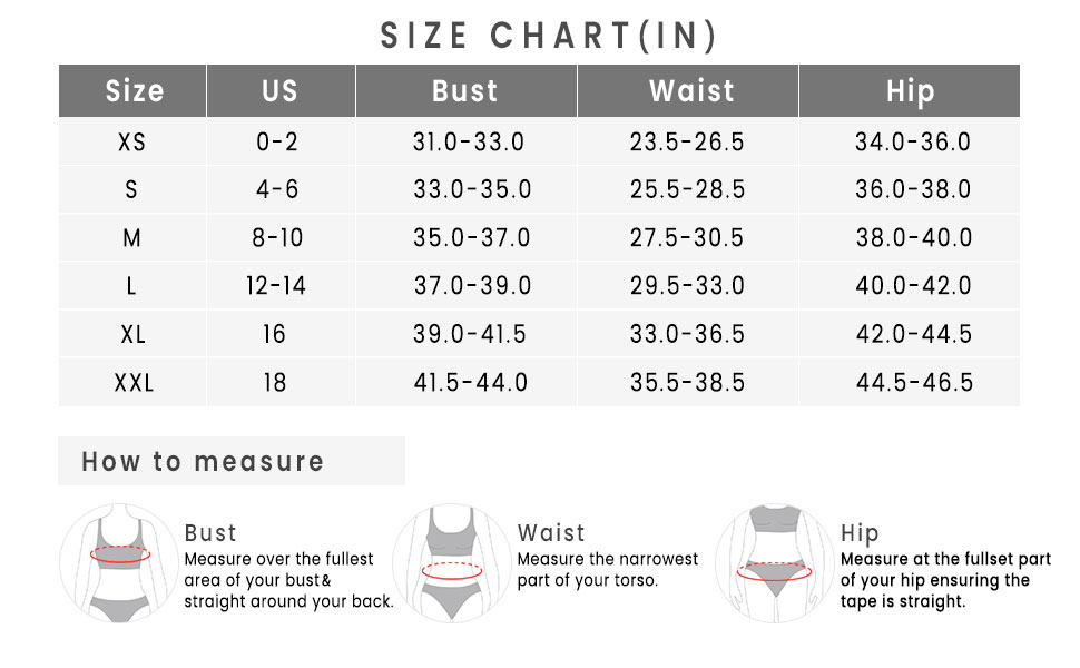 size chart tankini bathing suits for women