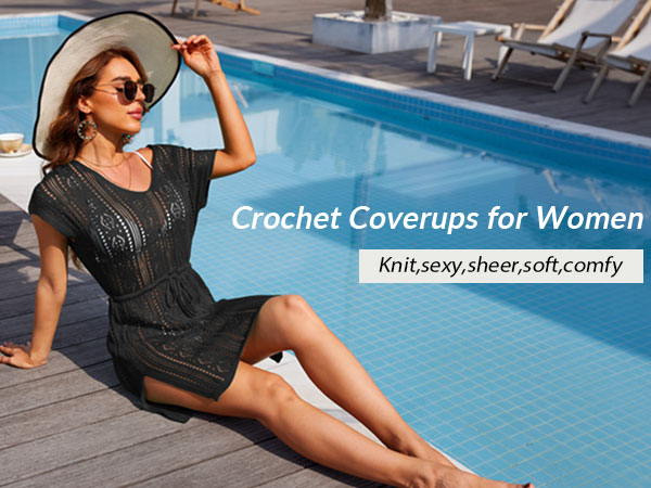 crochet v-neck mini cover-up dress