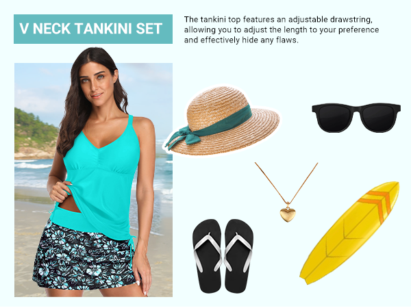 Tankini Bathing Suits with Skirt Two Piece Tummy Control