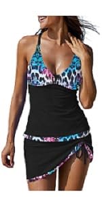 B0D53926CY Women Sexy V Neck Tankini Side Drawstring 2 Piece Swimsuit Tummy Control High Waist 2024