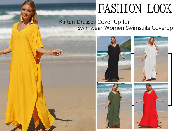 Kaftan Dresses Cover Up for Swimwear Women Swimsuits Coverup Women''s Beach Suit Kimono Bat Sleeves