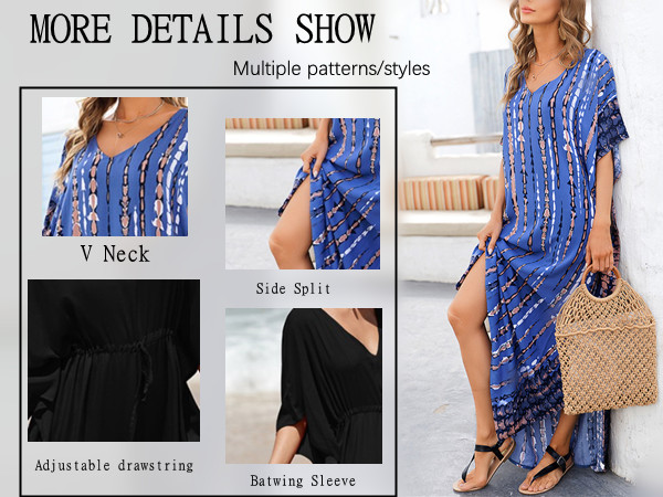 Kaftan Dresses Cover Up for Swimwear Women Swimsuits Coverup Women''s Beach Suit Kimono Bat Sleeves