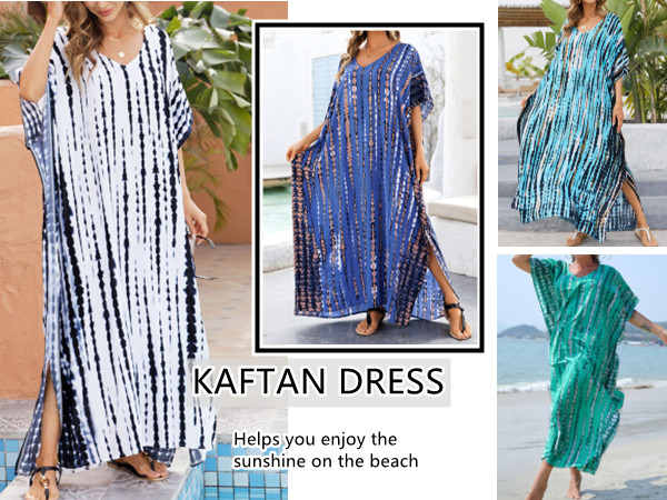 Kaftan Dresses Cover Up for Swimwear Women Swimsuits Coverup Women''s Beach Suit Kimono Bat Sleeves