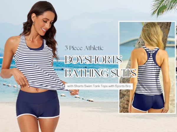 3 piece tankini swimsuit