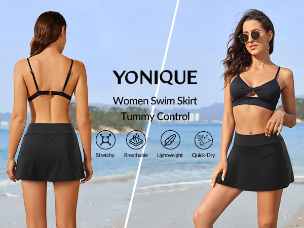 yonique swim skirt swimsuit skirt for women tummy control swim skirt swim bottom bathing suit skirt