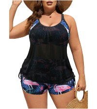 Mesh Womens Plus Size Tankini 2 Piece Bthing Suit