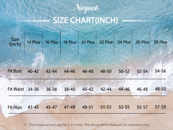 The Size Guide Of The Plus Size Swimsuit For Women 2 Piece