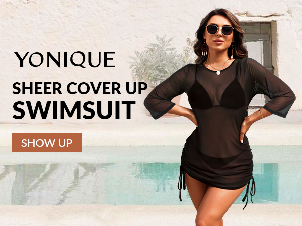 Women Mesh Cover Up Swimsuits See Through Sheer Mesh Dress