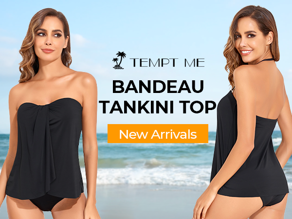 bandeau tankini tops for women