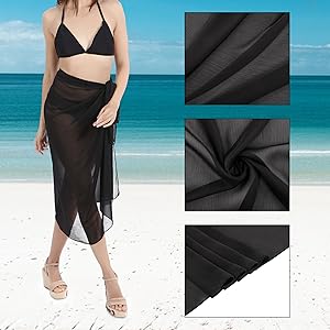 Ayliss Women Beach Sarong Pareo Cover up Swimwear Long Bikini Swimsuit Wrap Chiffon Sheer Cover Ups