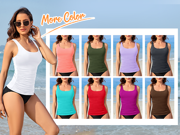 white ligh pink grey blue purple brown green army green red neno tankini top lavender swim top 