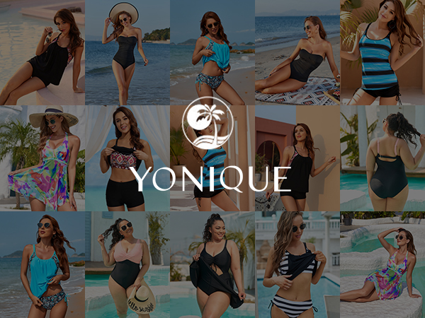 Yonique plus size swimsuit tummy control swimwear