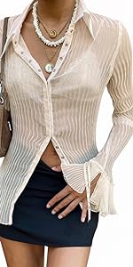  Sheer Button Down Blouses