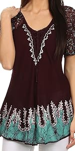 top blouse tops short sleeve corset lace flare soft summer casual everyday simple light loose fresh