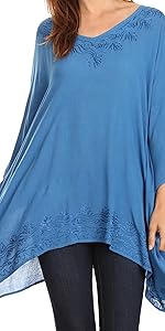 caftan top blouse tunic lounge loose short sleeve summer lightweight casual woman solid boho soft