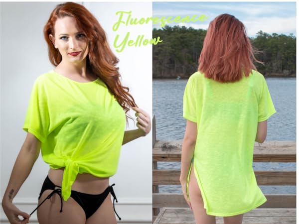 Womens Swimsuit Cover Up Beach Bathing Suit Coverups for Swimwear Coverup Dress Fluorescence Yellow