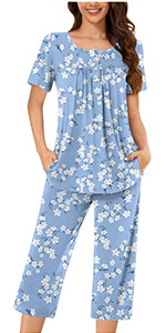 Summer Outfits for Women Vacation Capri Lounge Wear Dressy Pajamas Set