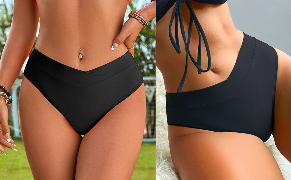 Cross V Cut Full Coverage Bikini Bottom