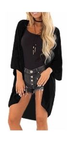 black solid kimono cardigans