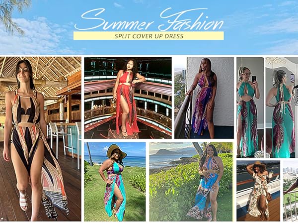 Beach Swimsuit Cover Ups with Drawstring