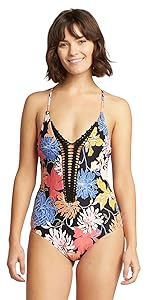 One piece swimsuit pattern prints multi color