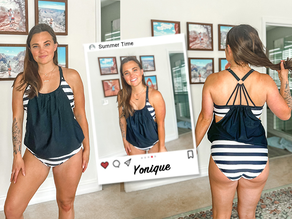 swim tank top bikini bottom covered athletic tankini swimsuit open back