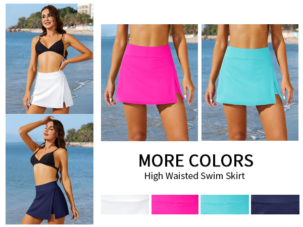 hot pink navy blue white swim skirt with shorts blue swim bottom for teen girl junior built in brief