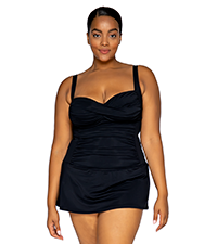 Sienna Swim Dress in Black.