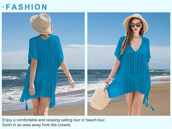 fashion lightweight soft comfortable comfy skin friendly blue swimsuit coverups beach cute sexy