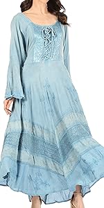  long sleeve lace maxi long corset medieval boho dress up solid color pirate flare solid simple soft