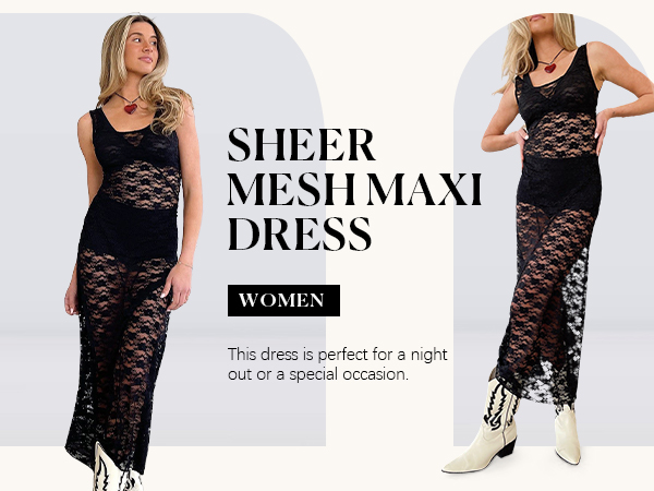 SHEER MESH SEXY MAXI DRESS