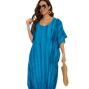 blue stripe print kaftan