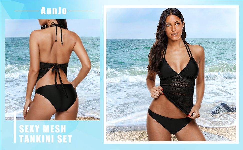 AnnJo Sexy Mesh Tankini Set