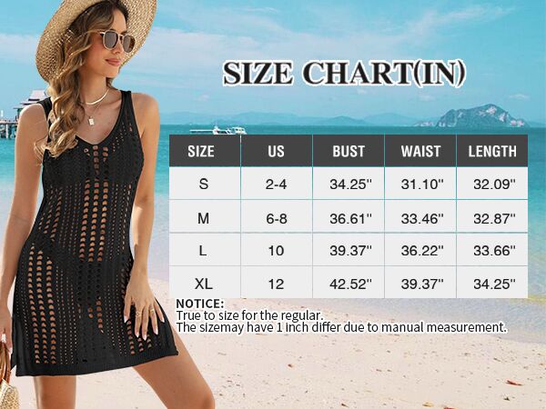 Womens Swimsuit Coverup Dress Crochet Hollow Out Beach Cover Up