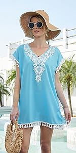 Women Chiffon Tassel Swimsuit Cover Up Beach Coverups for Swimwear