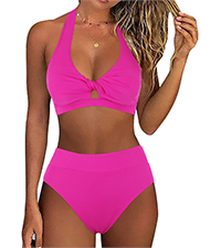 Sexy Halter Cross Front Swimwear Thong 2 Pieces Mini Bikini Bathing Suits