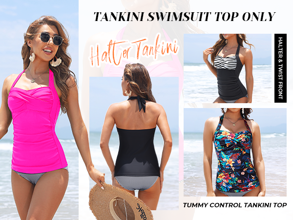 tankini top tummy control swim top bathing suit top bandeauhalter tankini top