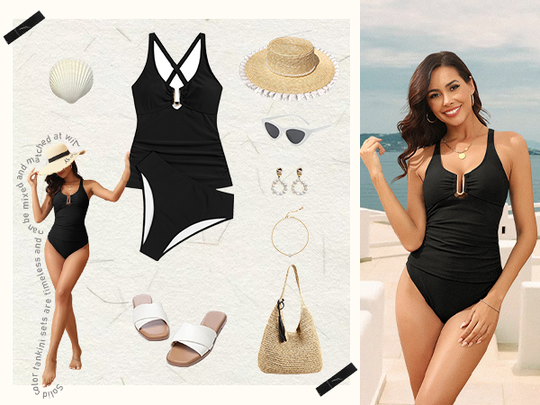 v neck tankini swimsuits for women