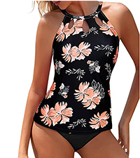 Two Piece High Neck Tankini Swimsuits for Women Tummy Control Bathing Suits Swimwear