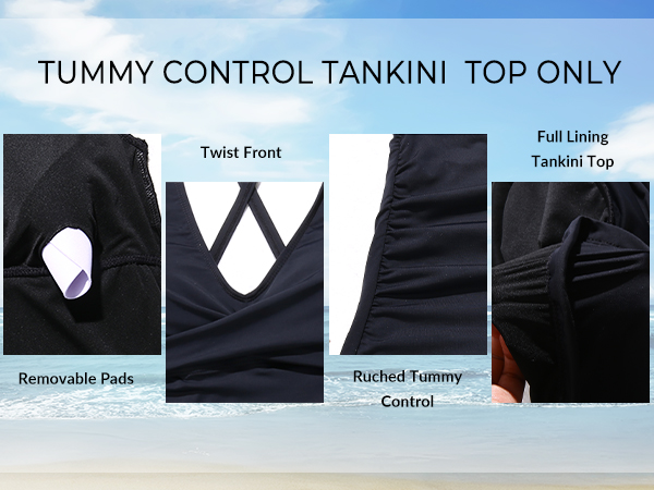 tummy control twist front ladies swim top