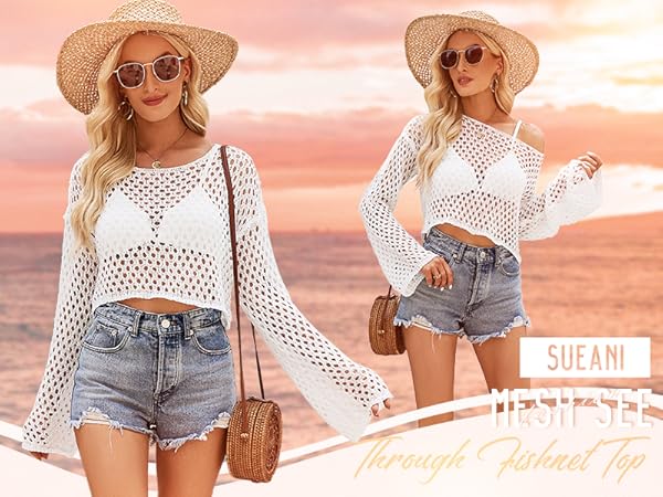 Stylish Fishnet Top: Perfect Beachwear for Ladies