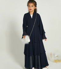 Chiffon layered Open Abaya Dubai Kaftan Muslim Cardigan Abayas Dresses For Girls Casual Robe Kimono